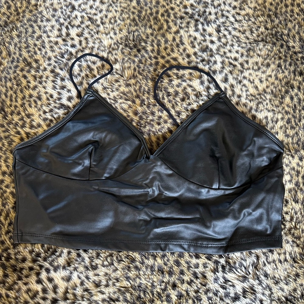 Cute faux leather bralette